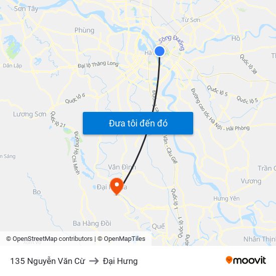 135 Nguyễn Văn Cừ to Đại Hưng map