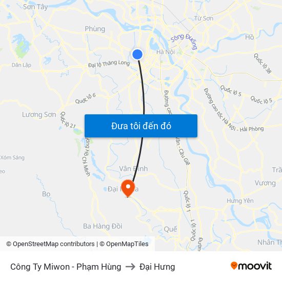 Công Ty Miwon - Phạm Hùng to Đại Hưng map