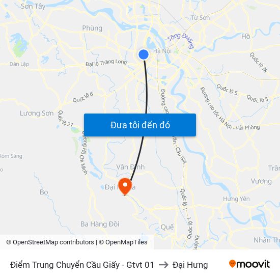 Điểm Trung Chuyển Cầu Giấy - Gtvt 01 to Đại Hưng map