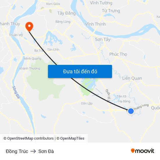 Đồng Trúc to Sơn Đà map