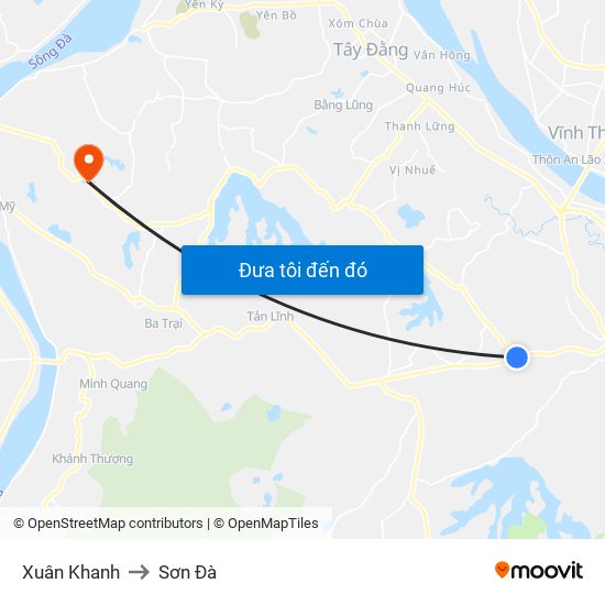 Xuân Khanh to Sơn Đà map