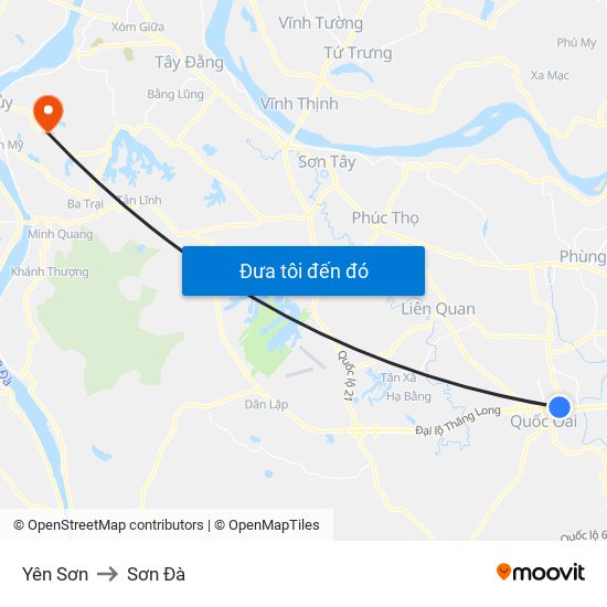 Yên Sơn to Sơn Đà map