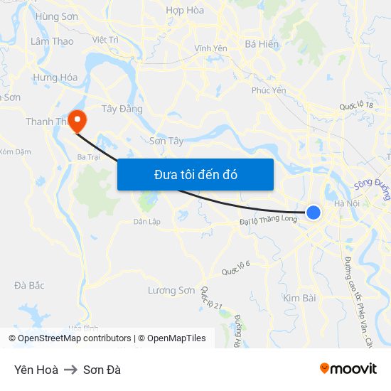 Yên Hoà to Sơn Đà map