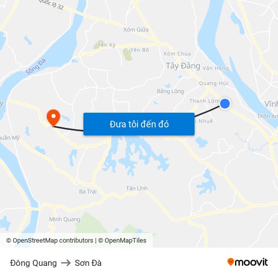 Đông Quang to Sơn Đà map