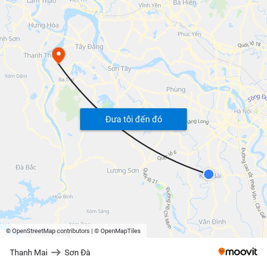 Thanh Mai to Sơn Đà map