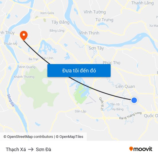 Thạch Xá to Sơn Đà map