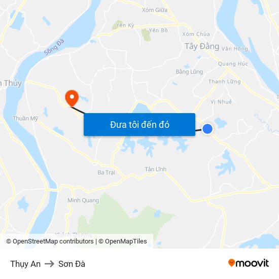 Thụy An to Sơn Đà map