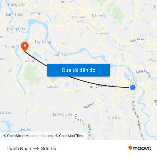 Thanh Nhàn to Sơn Đà map