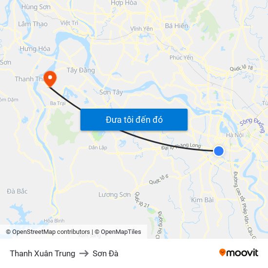 Thanh Xuân Trung to Sơn Đà map