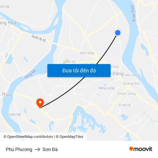 Phú Phương to Sơn Đà map