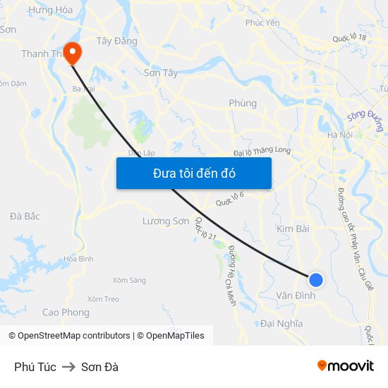 Phú Túc to Sơn Đà map