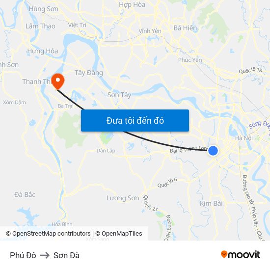 Phú Đô to Sơn Đà map