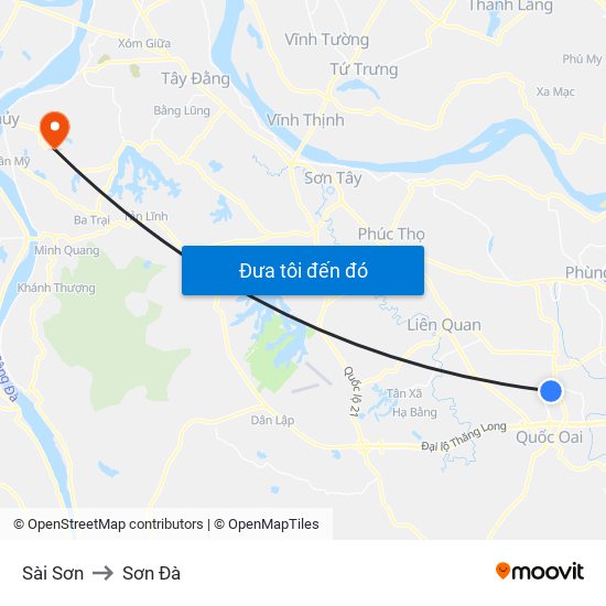Sài Sơn to Sơn Đà map