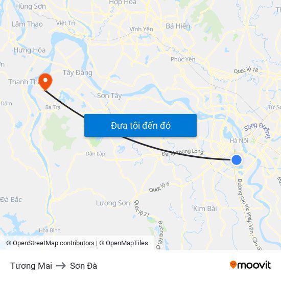 Tương Mai to Sơn Đà map