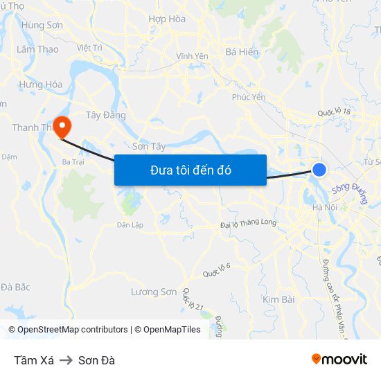 Tầm Xá to Sơn Đà map