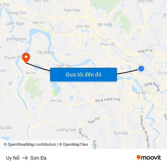 Uy Nỗ to Sơn Đà map