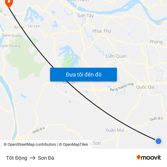 Tốt Động to Sơn Đà map