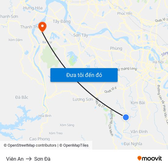 Viên An to Sơn Đà map