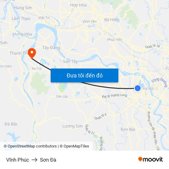 Vĩnh Phúc to Sơn Đà map