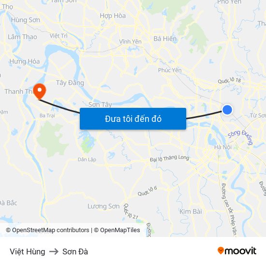 Việt Hùng to Sơn Đà map
