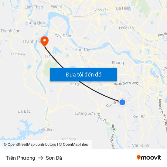 Tiên Phương to Sơn Đà map