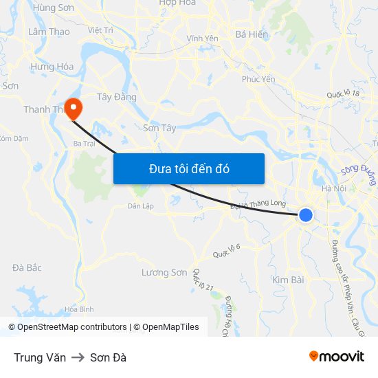 Trung Văn to Sơn Đà map