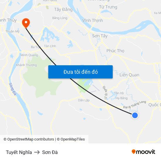 Tuyết Nghĩa to Sơn Đà map