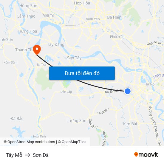 Tây Mỗ to Sơn Đà map