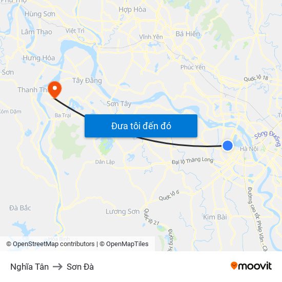 Nghĩa Tân to Sơn Đà map