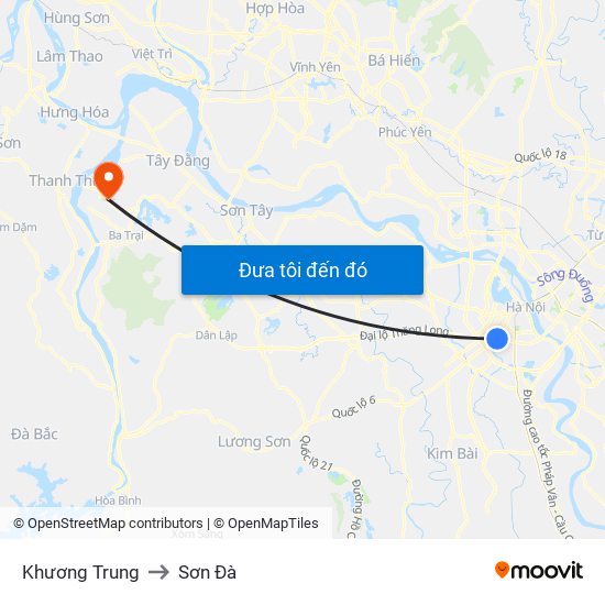 Khương Trung to Sơn Đà map