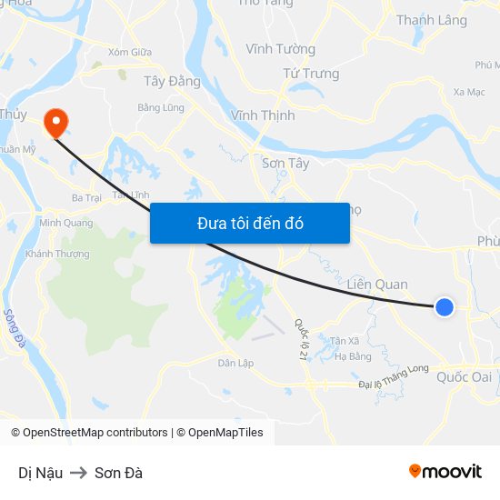 Dị Nậu to Sơn Đà map