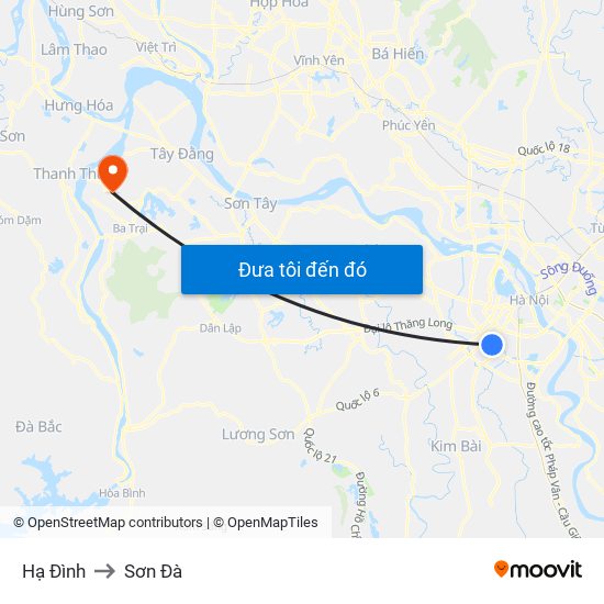 Hạ Đình to Sơn Đà map