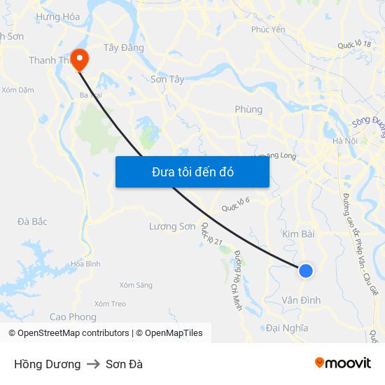 Hồng Dương to Sơn Đà map