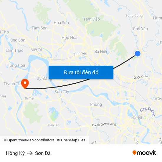 Hồng Kỳ to Sơn Đà map