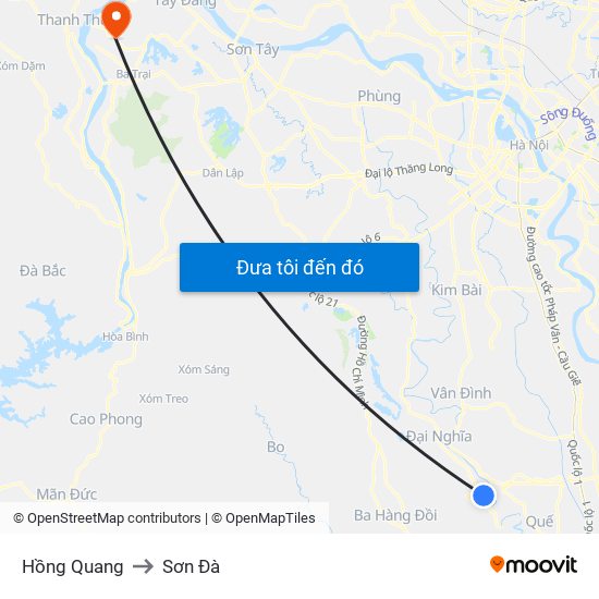 Hồng Quang to Sơn Đà map