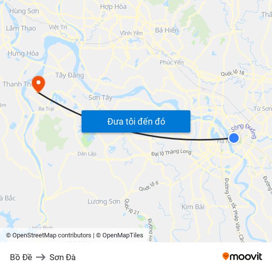 Bồ Đề to Sơn Đà map