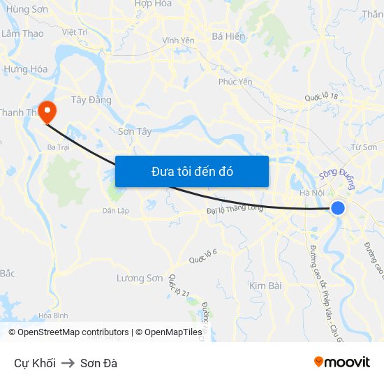 Cự Khối to Sơn Đà map