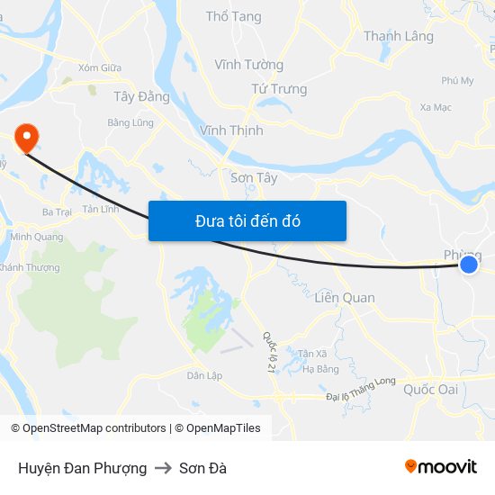 Huyện Đan Phượng to Sơn Đà map
