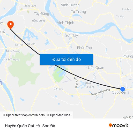 Huyện Quốc Oai to Sơn Đà map