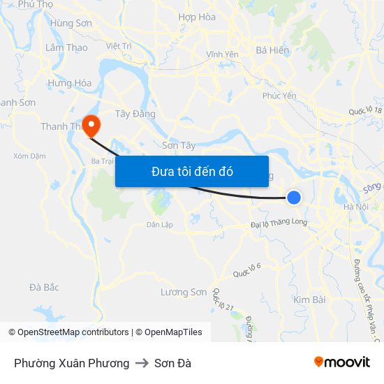 Phường Xuân Phương to Sơn Đà map