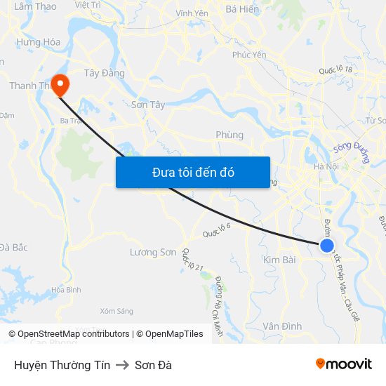 Huyện Thường Tín to Sơn Đà map