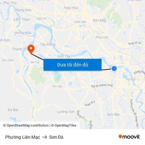 Phường Liên Mạc to Sơn Đà map