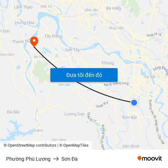 Phường Phú Lương to Sơn Đà map