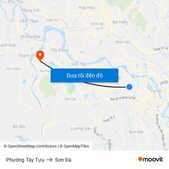 Phường Tây Tựu to Sơn Đà map