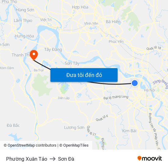 Phường Xuân Tảo to Sơn Đà map