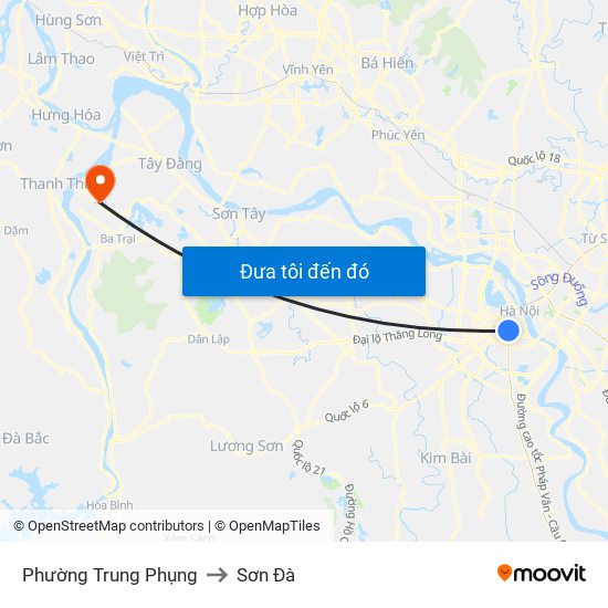 Phường Trung Phụng to Sơn Đà map