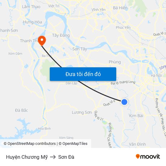 Huyện Chương Mỹ to Sơn Đà map