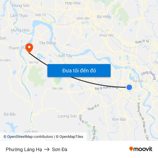 Phường Láng Hạ to Sơn Đà map