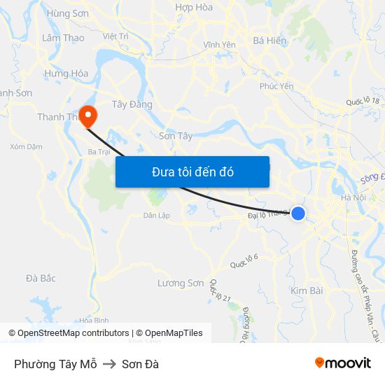 Phường Tây Mỗ to Sơn Đà map
