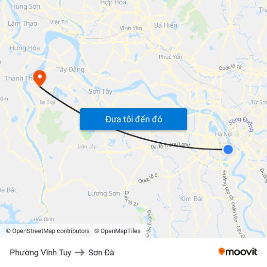 Phường Vĩnh Tuy to Sơn Đà map